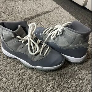 Gray High-Top Sneakers with White Laces